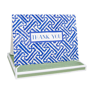 Caspari Fretwork Blue Thank You Notes Boxed 8 In 91607.44B