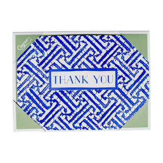 Caspari Fretwork Blue Thank You Notes Boxed 8 In 91607.44B