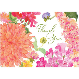 Caspari Summer Blooms Thank You Notes Boxed 8 In 91609.44B