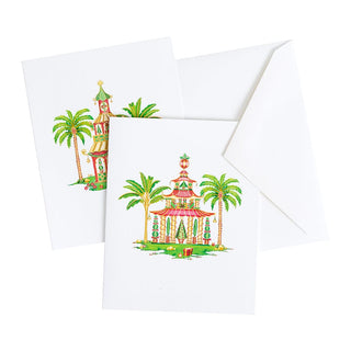 Caspari Christmas Pagodas Asst A Size Notes 10-In 91614.46A