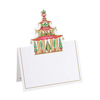 Caspari Christmas Pagodas Foil Place Card Die-Cut 8 In Foil 91912P