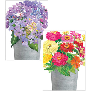 Caspari Flower Bucket Assorted Notes 8-In Box          ** 92605.46