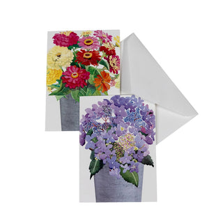 Caspari Flower Bucket Assorted Notes 8-In Box          ** 92605.46