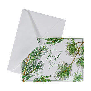Caspari Pine Branches Thank You Notes - 8 Note Cards And Envelopes 92626.44B