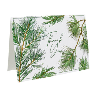 Caspari Pine Branches Thank You Notes - 8 Note Cards And Envelopes 92626.44B