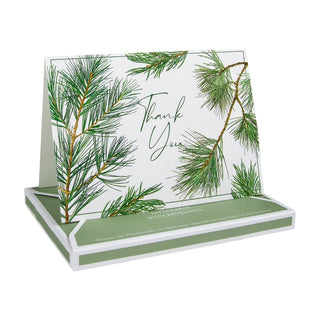 Caspari Pine Branches Thank You Notes Boxed 8 In 92626.44B
