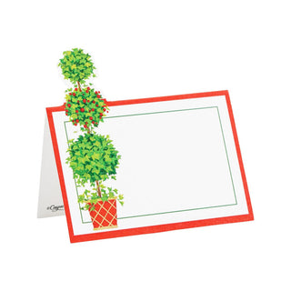 Caspari Christmas Topiaries Place Card 8 In Die-Cut 92911P