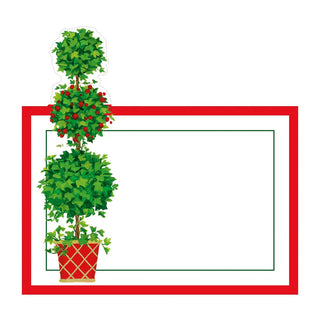Caspari Christmas Topiaries Place Card 8 In Die-Cut 92911P