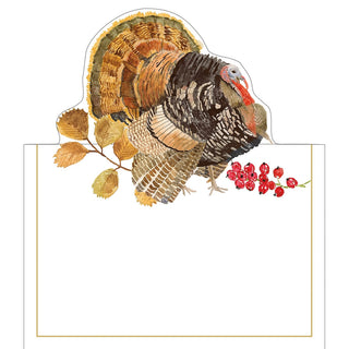 Caspari Woodland Turkey Foil Place Card 8 In Die-Cut Foil 92912P