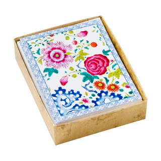 Caspari Floral Porcelain Assorted Boxed Note Cards - 10 Note Cards & 10 Envelopes 93606.46A