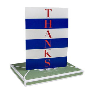 Caspari Striped Thanks Thank You Notes Boxed 8 In 93608.44B