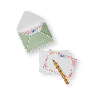Caspari Shell And Coral Correspondence Cards - 12 Per Package 93611CCU12