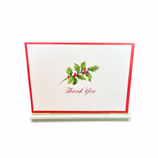 Caspari Holly Sprig Thank You Notes - 8 Thank You Notes and Envelopes per Box 93627.44B