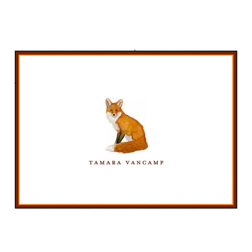 caspari Sitting Fox Personalized Folded Notes