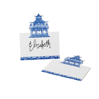 Chinoiserie Toile Pagoda Place Card 8 In Die-Cut