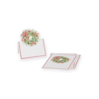 Caspari Ribbon Stripe Wreath Die-Cut Place Cards - 8 Per Package 93906P