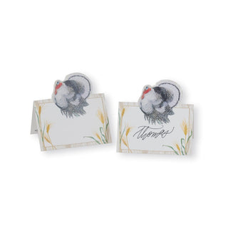 Caspari Homestead Turkey Taupe Place Card 8 In Die-Cut 93909P