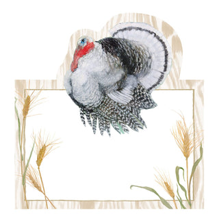 Caspari Homestead Turkey Taupe Place Card 8 In Die-Cut 93909P