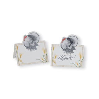 Caspari Homestead Turkey Taupe Die-Cut Place Cards - 8 Per Package, 2 Packages 93909PX2