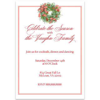 Personalization by Caspari Ribbon Stripe Wreath Personalized Invitations 93912PG