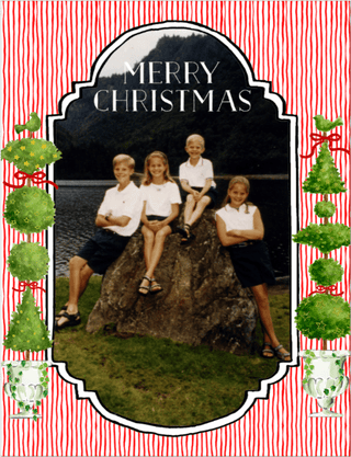 Personalization by Caspari Personalized Topiaries and Stripe Holiday Photo Cards - Portrait 93960PG