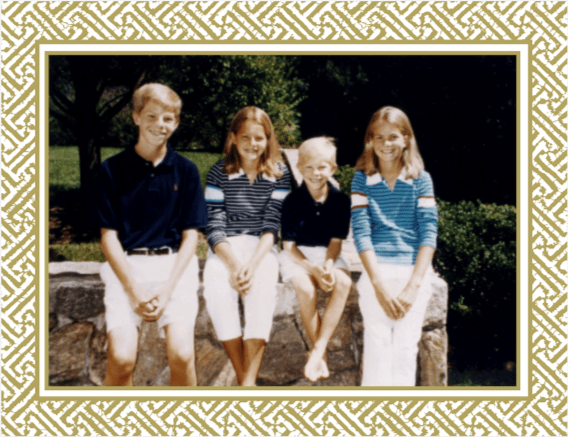 caspari Personalized Fretwork Gold Foil Holiday Photo Cards - Landscape