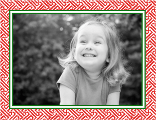 Personalization by Caspari Personalized Fretwork Red Foil Holiday Photo Cards - Landscape 93974PG