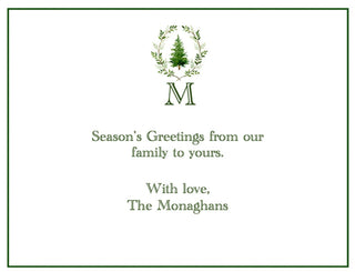 Personalization by Caspari Personalized Fir Tree Crest Single Initial Holiday Photo Cards - Landscape 93978PG