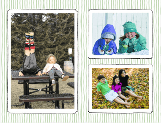 Personalization by Caspari Personalized Pinstripe Happy Holidays in Sage Green Holiday Photo Cards - Landscape 93981PG