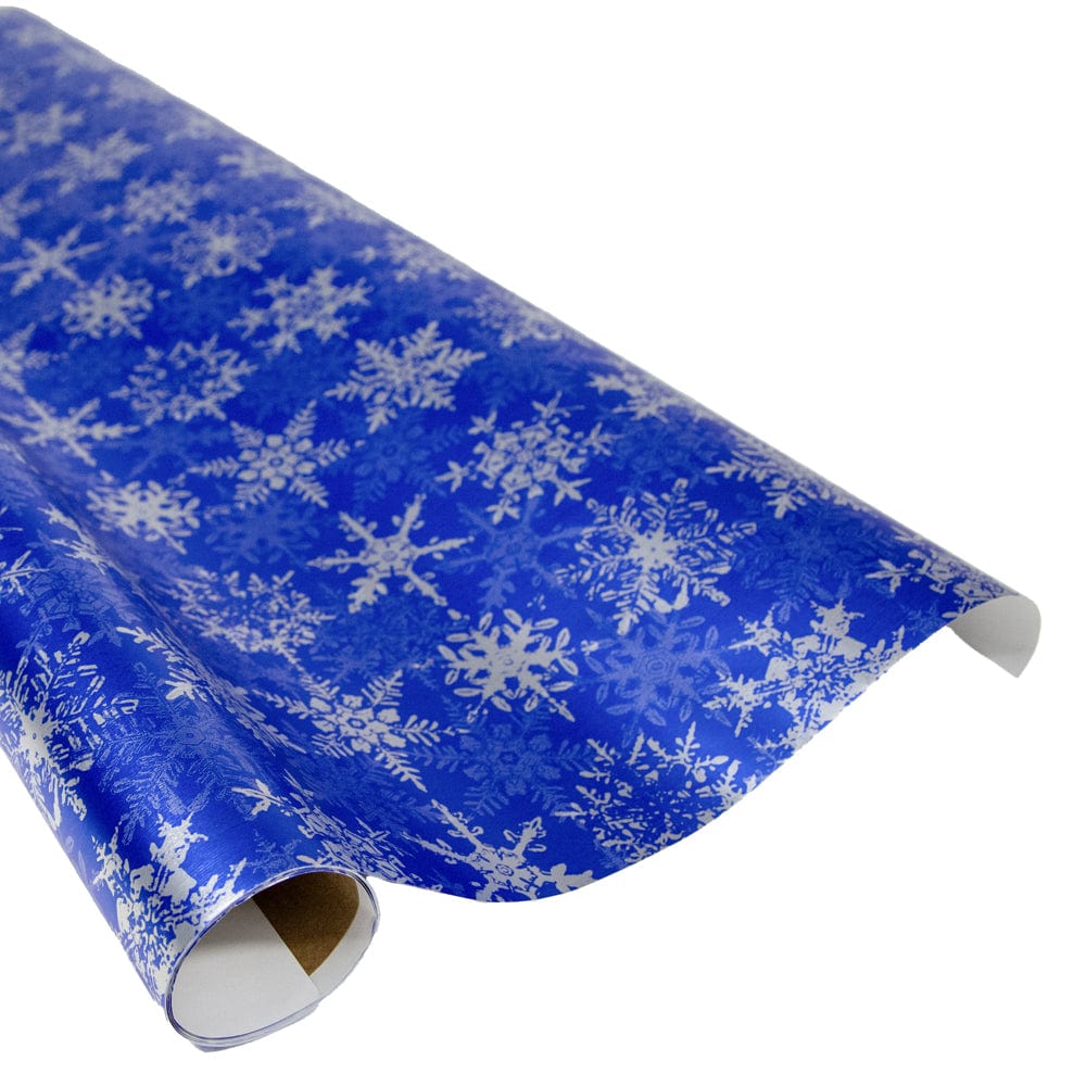 Snowfall blue foil gift wrap one 30 x 6 roll caspari