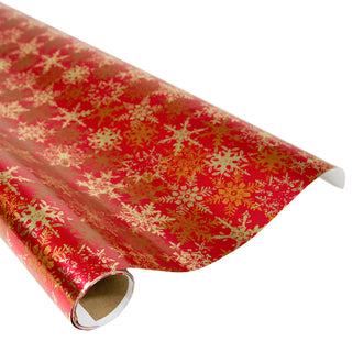 Caspari Snowfall-Red Foil Roll Wrap 30 Inchx 6 Ft Foil-2 Core 94324RCF