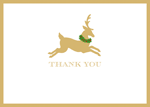 Caspari Leaping Reindeer Foil Thank You Notes Boxed 8 In-Foil 94610.44B
