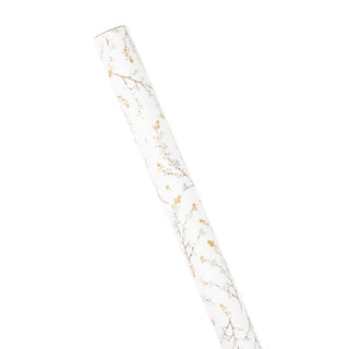Berry Branches White/Silver Roll Wrap 30 Inch X 8Ft-2 Inch Core