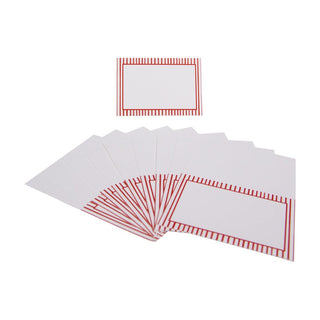 Caspari Pinstripe Red Place Cards Package 10 In 94908P