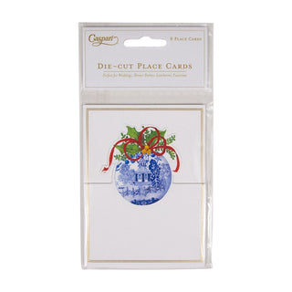 Caspari Blue And White Ornament Foil Place Card 8 In Die-Cut Foil 94910P