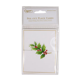 Caspari Holly Sprig Foil Place Card 8 In Die-Cut Foil 94911P