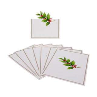 Caspari Holly Sprig Foil Place Card 8 In Die-Cut Foil 94911P