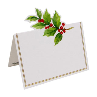 Caspari Holly Sprig Foil Place Card 8 In Die-Cut Foil 94911P