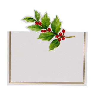 Caspari Holly Sprig Foil Place Card 8 In Die-Cut Foil 94911P