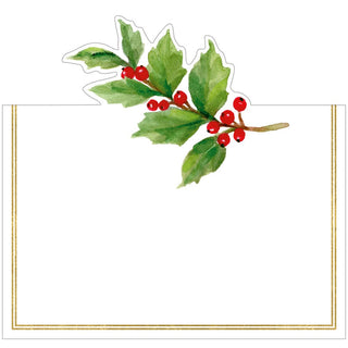 Caspari Holly Sprig Foil Place Cards - 8 Per Package 94911P