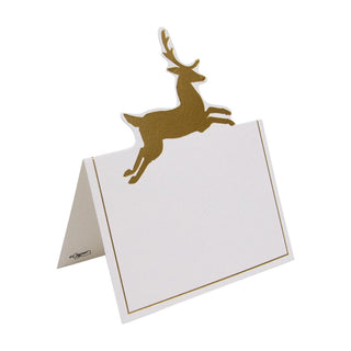 Caspari Leaping Deer Foil Place Card 8 In Die-Cut Foil 94913P
