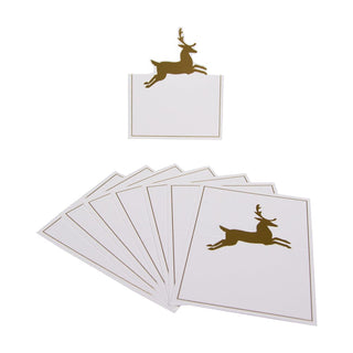 Caspari Leaping Deer Foil Place Card 8 In Die-Cut Foil 94913P
