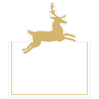 Caspari Leaping Deer Foil Place Card 8 In Die-Cut Foil 94913P