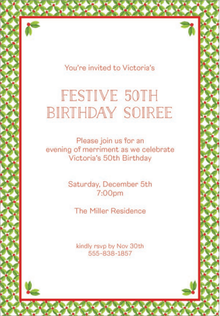 Personalization by Caspari Personalized Leaf And Berry Ditz Invitations 94917PG