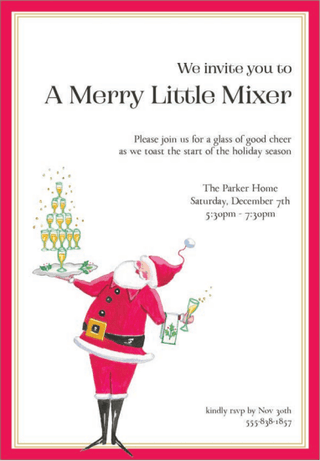 Personalization by Caspari Personalized Santa Serving Cocktails Invitations 94918PG
