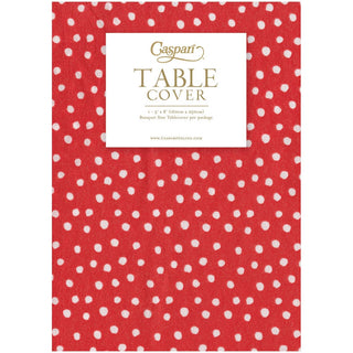 Caspari Small Dots Red-Paper Linen Print Airlaid Tablecover 5.2'X8.2 9500TCL