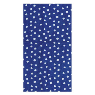 Caspari Small Dots Royal Blue Guest Towel - package of 15 9506G