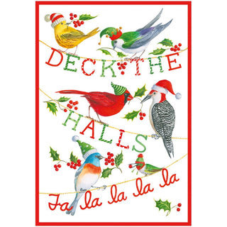 Caspari Deck The Halls Birds Greeting Cards - 1 Per Pack 95525