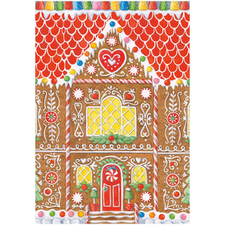 Caspari Gingerbread House Blank Greeting Card - 1 card and envelope 95530