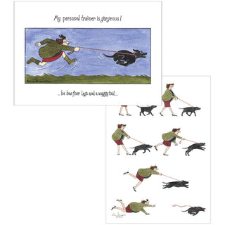 Caspari Who's Walking Who? Assorted Boxed Note Cards - includes 8 notes & envelopes 95653.46